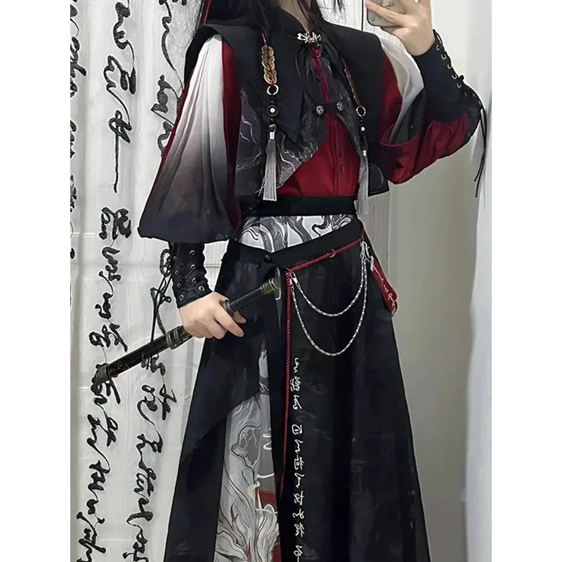 

LQ2025 Guofeng Teenager Pants Skirt Cos Cosplay Female male New Chinese Style National Style Han Elements Hanfu Embroidery Suit
