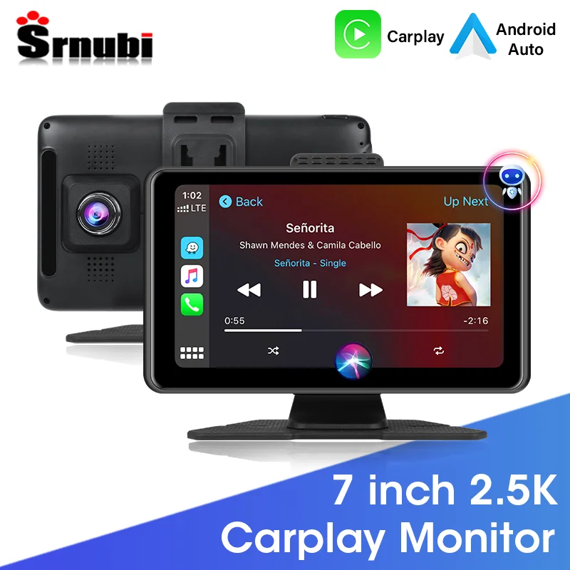 Srnubi Universal 7 Inch Car Radio Video Player Wireless CarPlay Android Auto Touch Screen Monitor for BMW KIA Toyotya VW Lada