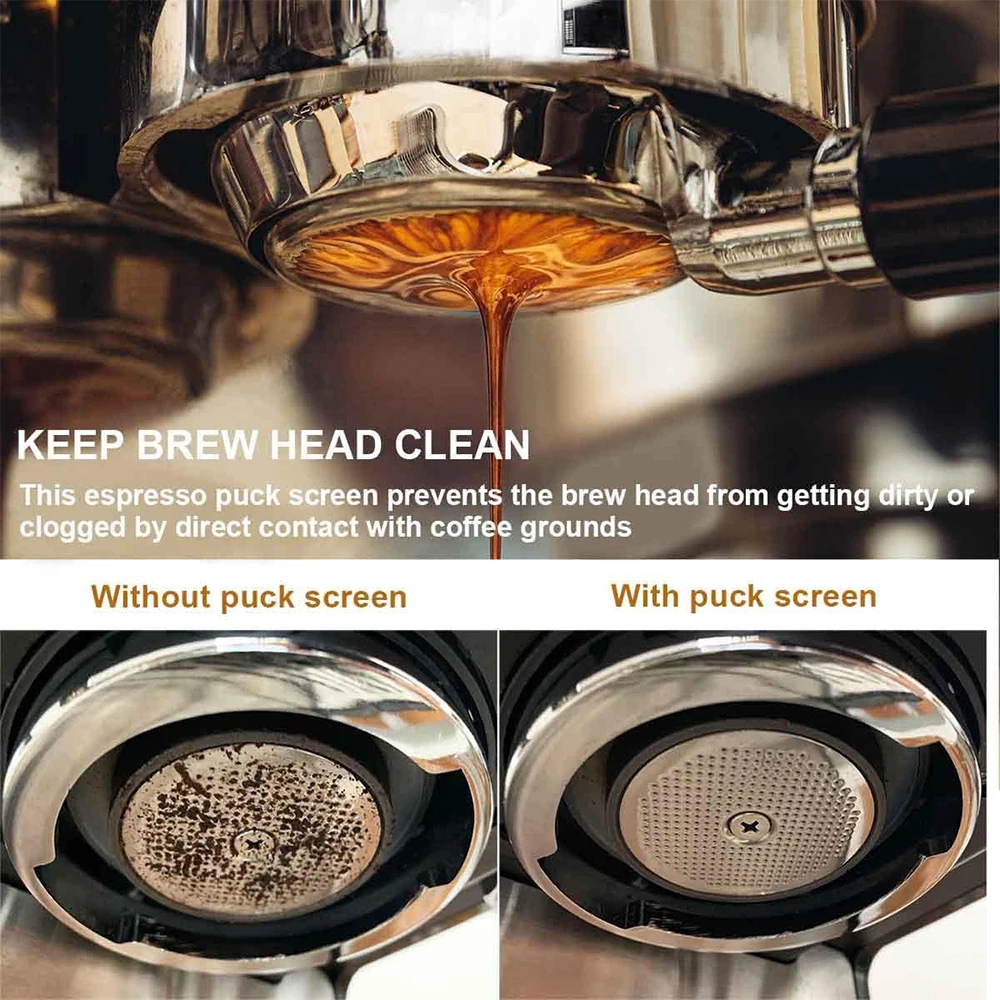 FHEAL 51/53.5/58.5mm Coffee Filter Screen Ultra Thin 150um Heat Resistant Mesh Reusable Portafilter Barista Espresso Puck Screen