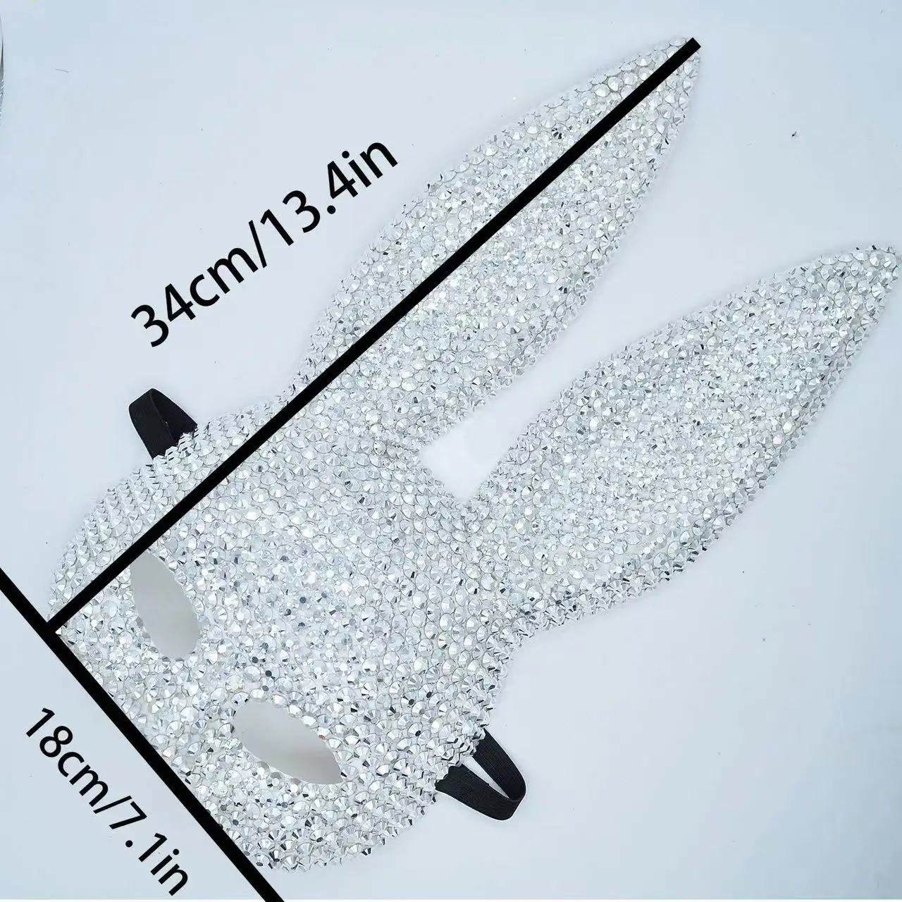 Handmade Glitter Bunny Mask Cosplay Silver Shiny Mirror Mask for Men Women Dance DJ Sequin Masquerade Nightclub Carnaval Mask