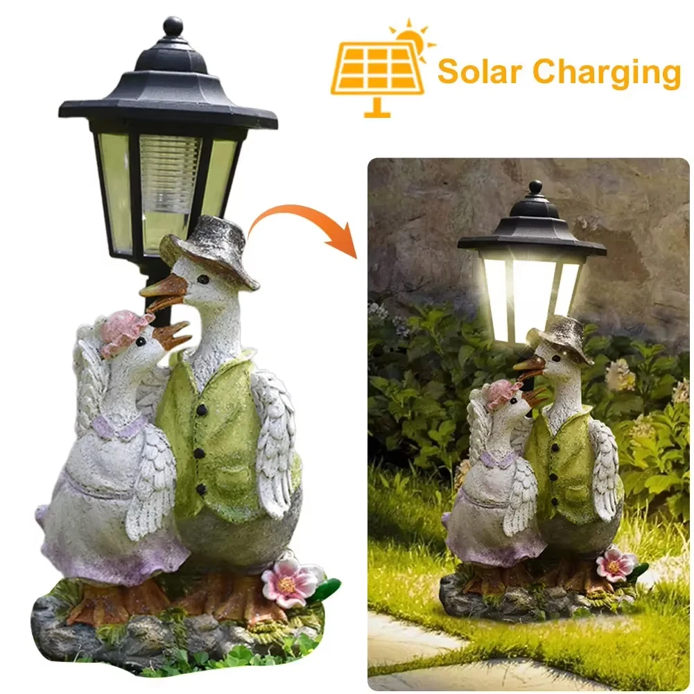 Garden Lamp Resin CuteSolar Hexagonal  Figurine Light Animal/ Child/ Gnome Decorative Lamp Lawn Courtyard Garden Decoration view 6