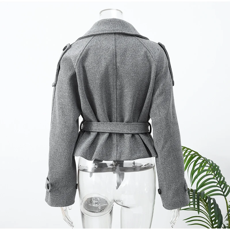 Supplier photo of The High-Collar Lace-Up Overcoat