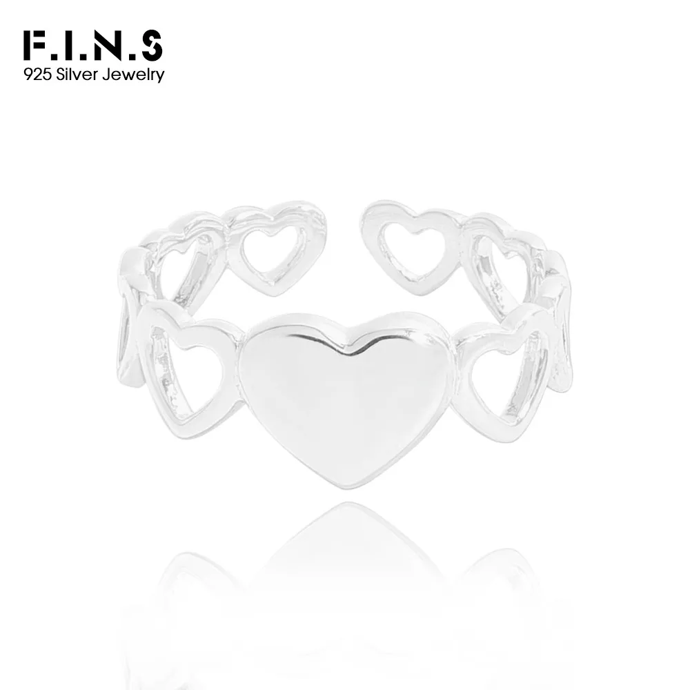 

F.I.N.S корейское INS Love Heart S925 кольцо из стерлингового серебра с вышивкой женское кольцо в форме сердца с открытым регулируемым пальцем изысканные драгоценности