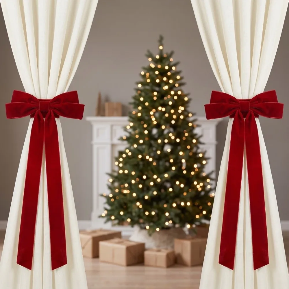 Fashion Adjustable Christmas Tree Curtain Tieback Velvet Bowknot Curtain Strap Decorative Exquisite Curtain Fixer New Year