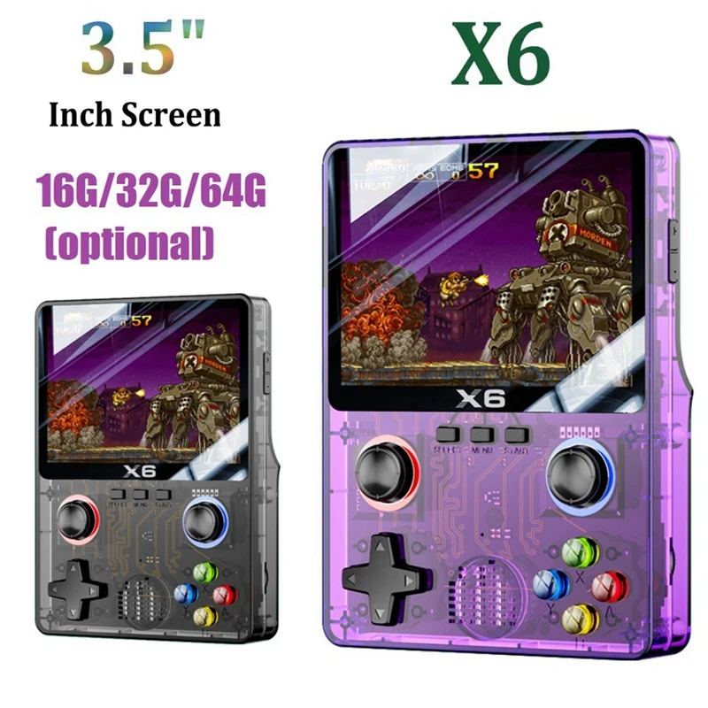 

M07K-X6 Retro Game Console 3.5Inch IPS Screen Portable Handheld Game Player Retro Arcade Support 11 Emulators Kid Gifts