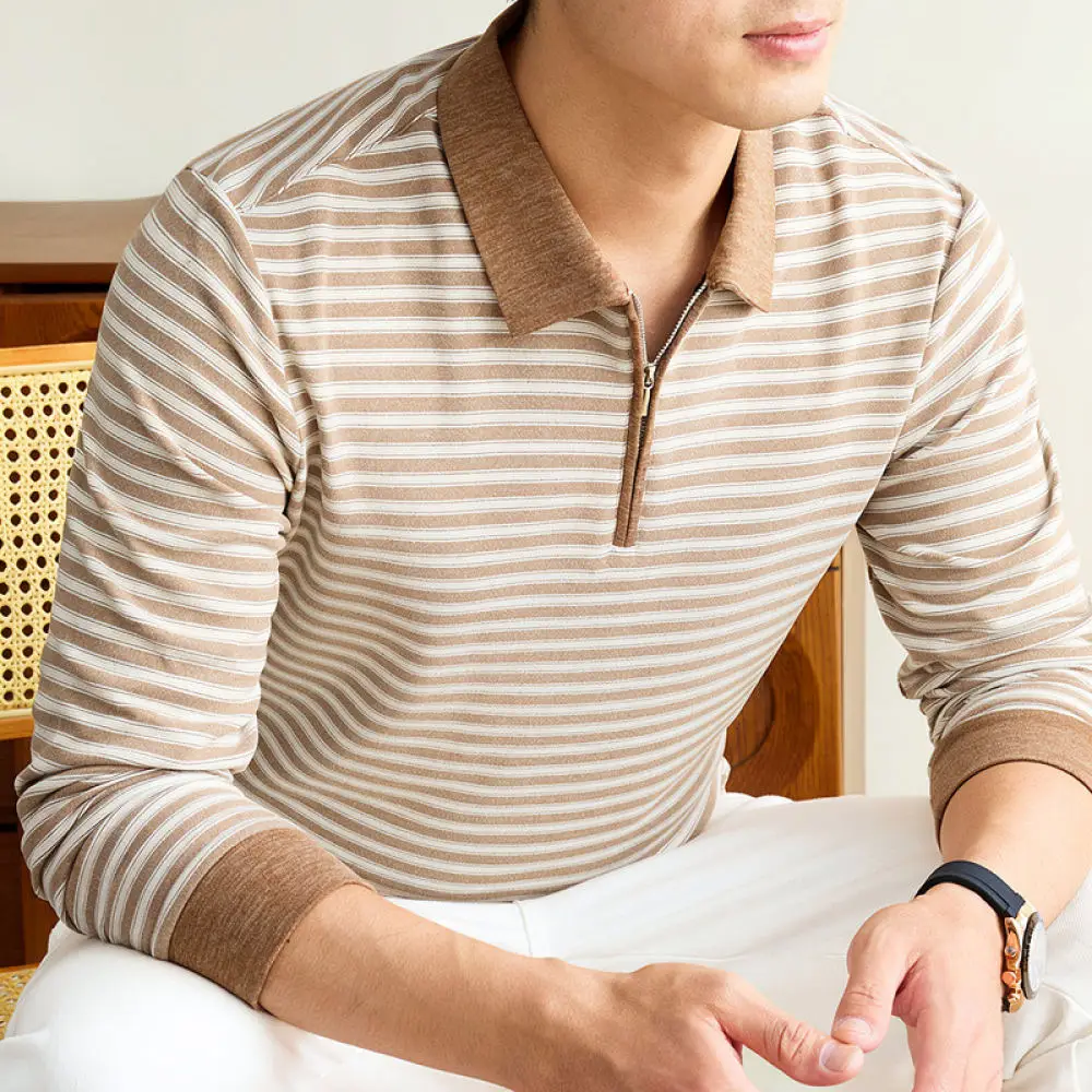 Casual Business Men Polo Shirt Long Sleeve Autumn Lapel Tee Tops Soft Breathable Comfortable Polyester Durable Pullover