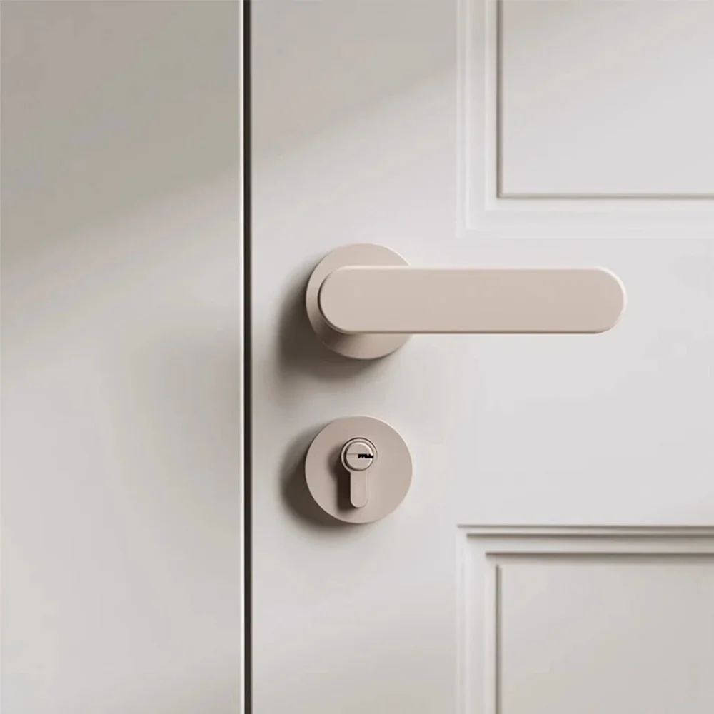 

Bedroom Cream Wind Indoor Mute/Magnetic Attraction Door Lock Household Wooden Door Lock With Key Split Body Off-white Door Lock