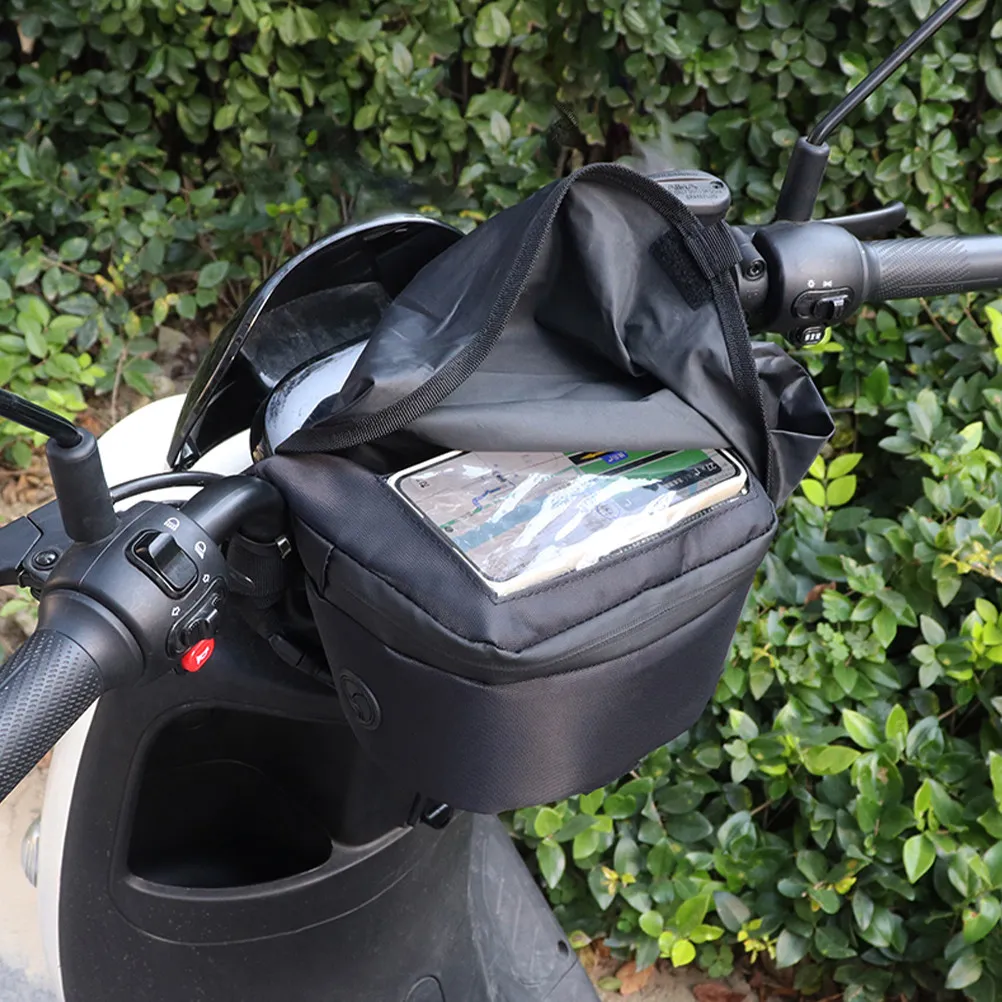 

Waterproof Bike Handlebar Bag for Bicycle Motorcycle Electric Scooter Front Mount Pouch with Quick Install Spacious Interior
