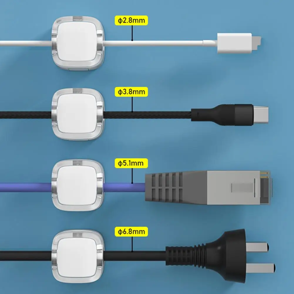 6pcs Magnetic Cable Clips Adjustable Cord Holder Under Desk Cable Smooth Management Wire Keeper Cable Organizer