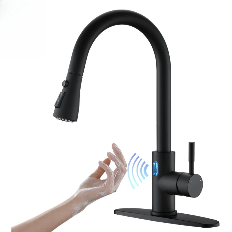 

Smart touch touch switch faucet kitchen hot and cold universal sink washing and pulling