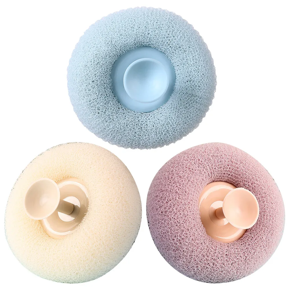

3Pcs Mesh Pouf Shower Balls Body Scrubber with Suction Cup for Exfoliating Deep Cleansing Massage Lather Making Bath Accessories