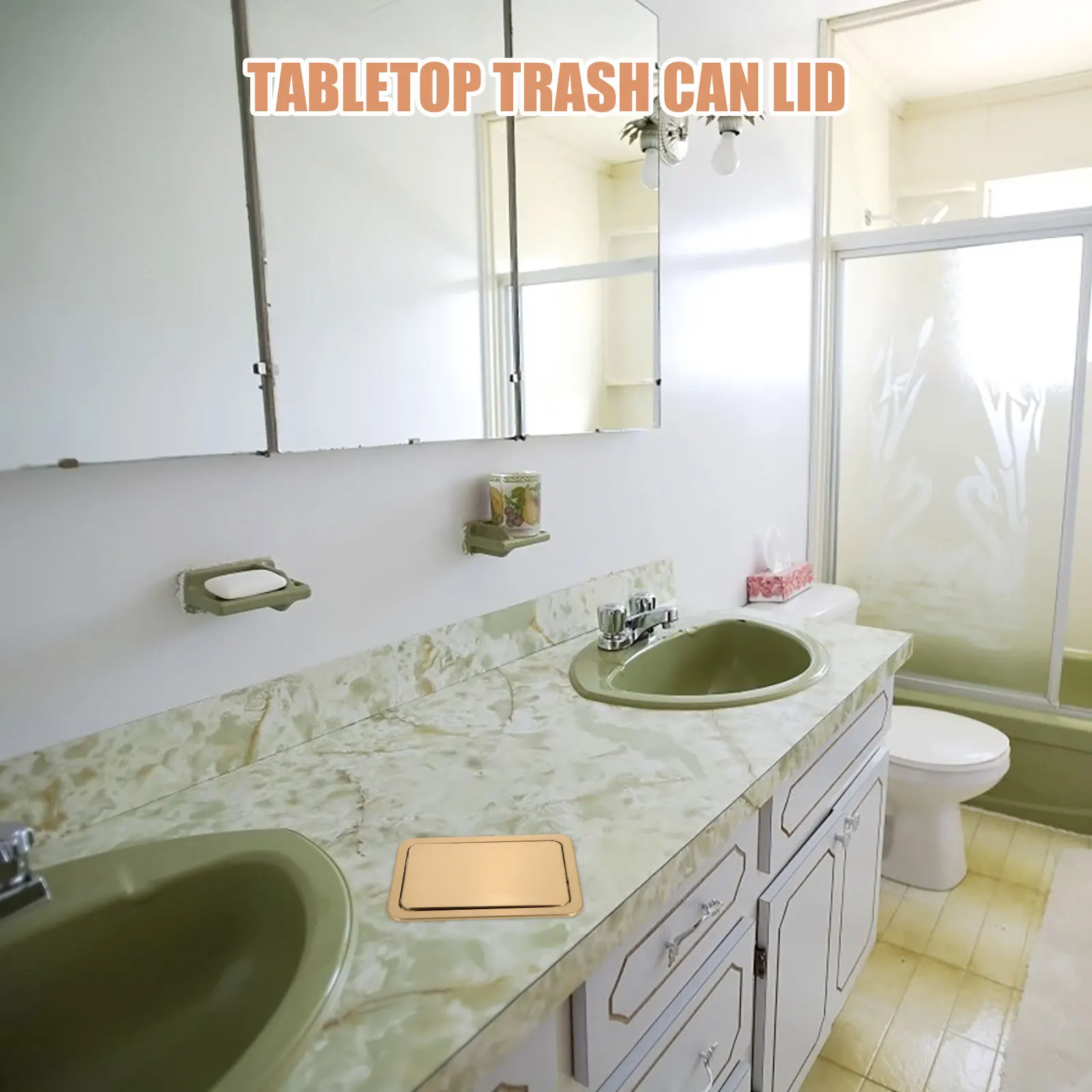 

Stainless Steel Trash Can Lid Recessed Design For Kitchen Bathroom Commercial Use Rectangle Built-In Garbage Bin Cover