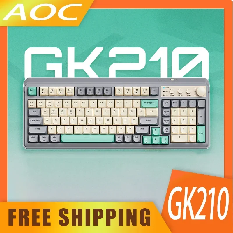 

AOC GK210 Wireless Keyboard Three Mode Buletooth 2.4g Wired Rgb Backlight 99 Keys Usb Multifunction Office Pc Gaming Keyboards