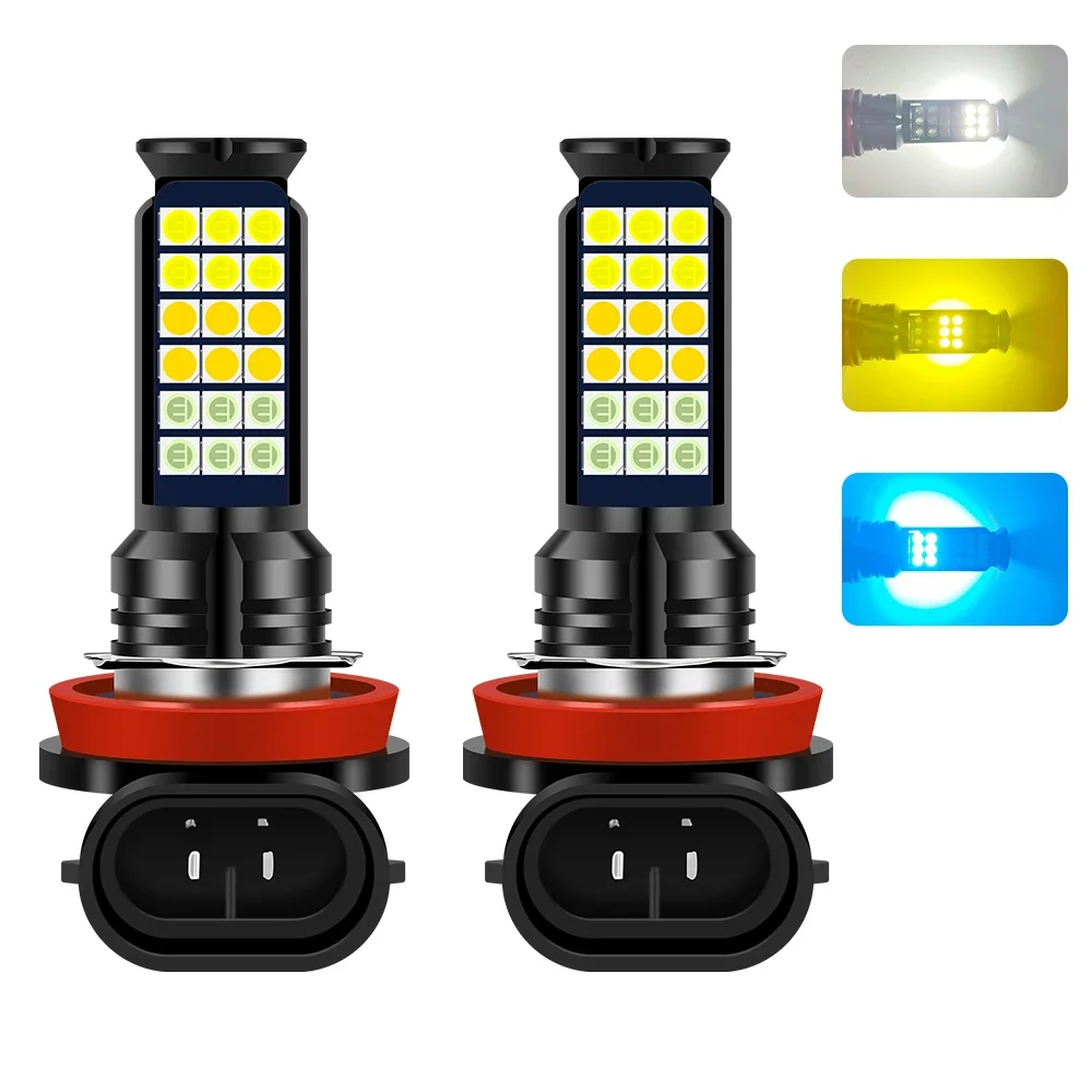 2x 3 Colors H8 H11 Led HB4 9006 HB3 9005 H16 PSX24W PSX26W P13W Fog Lights Bulb Car Driving Running Lamp Auto Leds Light White