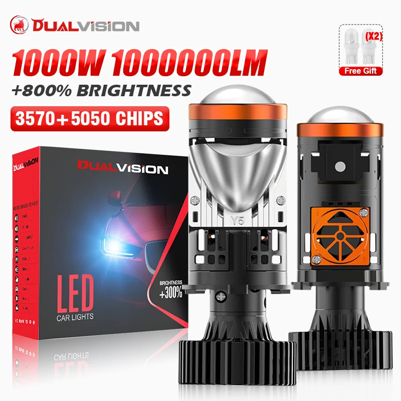 

1000 Вт H4 светодиодный объектив проектора 1000000 LM Canbus Auto High Low Beam 12V 6000K Bi LED H4 CSP Chips HD Линзы Автомобильные лампочки