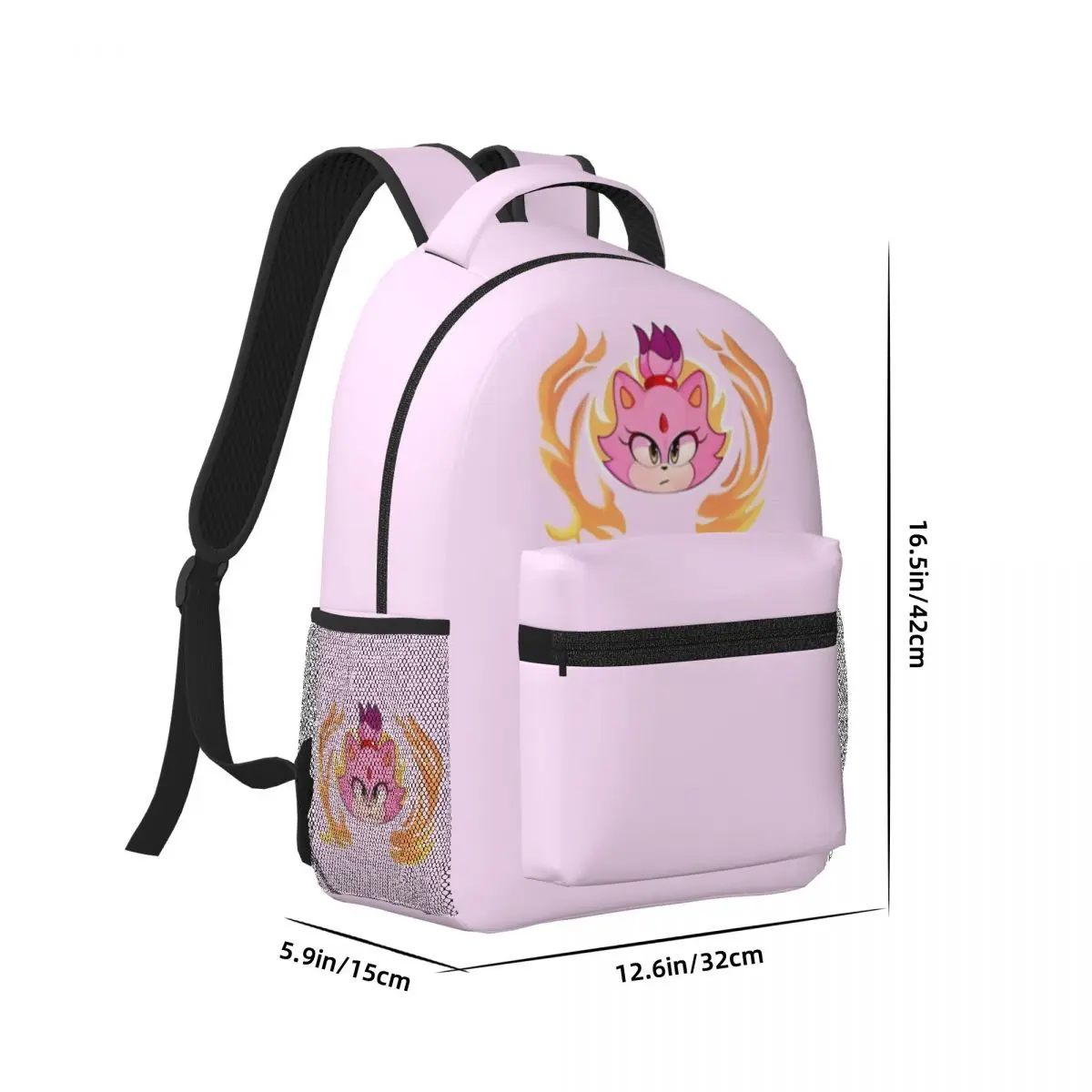 Blaze The Cat - Chibi Design Printed Lightweight Casual Schoolbag For School, Outdoor, Shopping, Office 17in