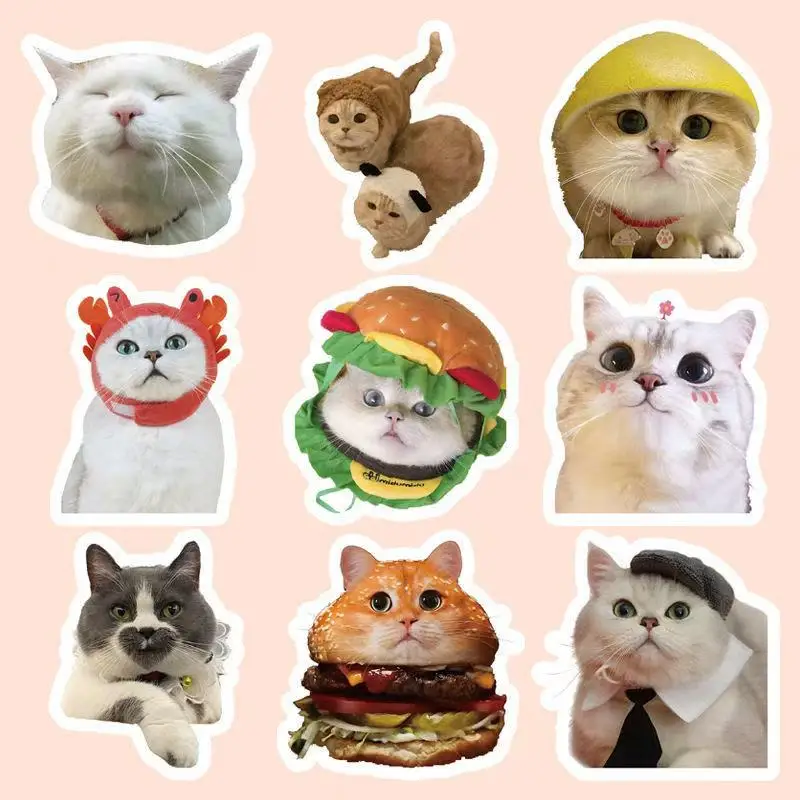 10/100 Buah Stiker Hewan MEME Kucing Lucu Lucu Stiker Kawaii Scrapbooking Notebook Bagasi Laptop Stiker Skateboard