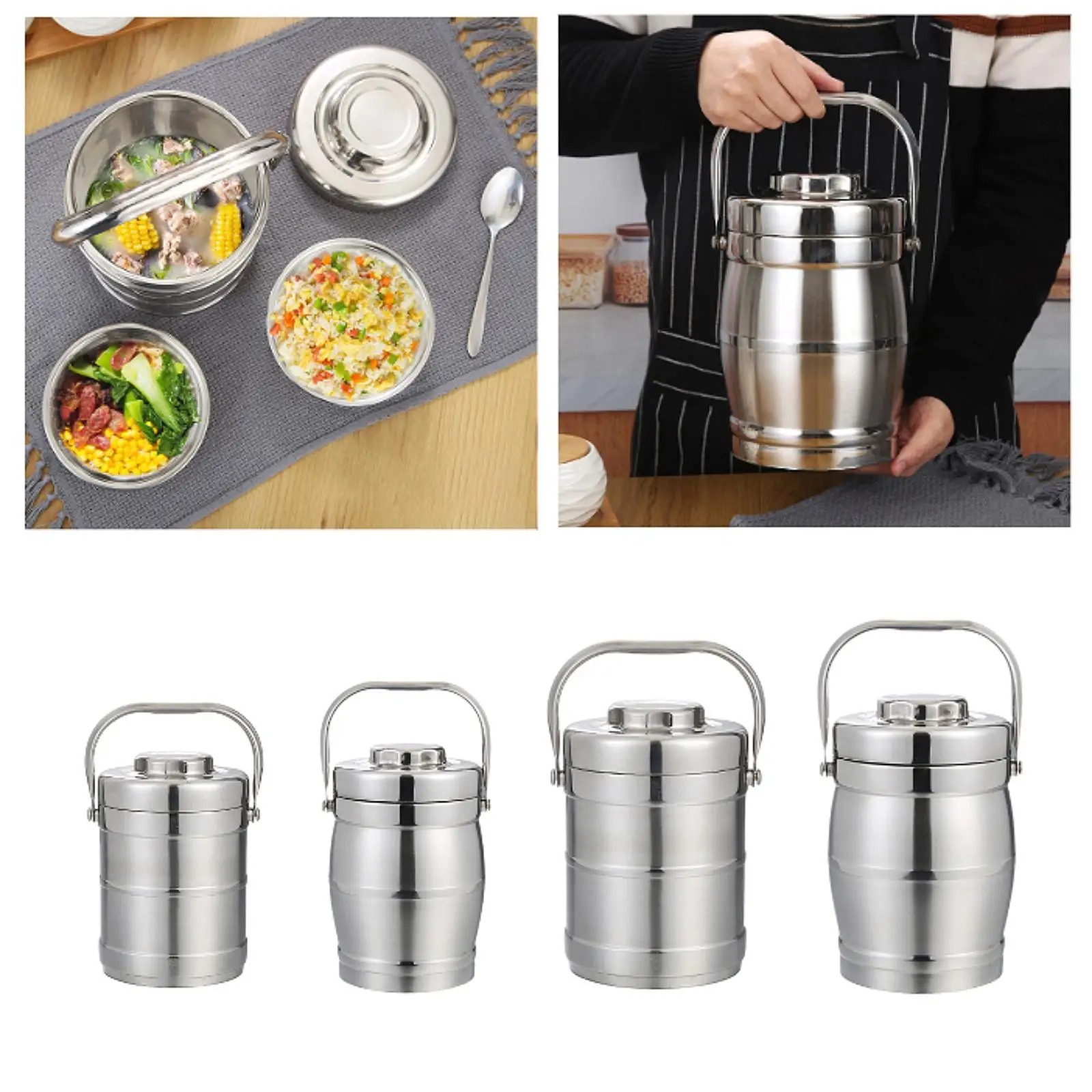 

Stackable Lunch Box with Handle Portable Sealed Bento Lunch Container Food Lunch Container for Kids Work Travel Hiking Office