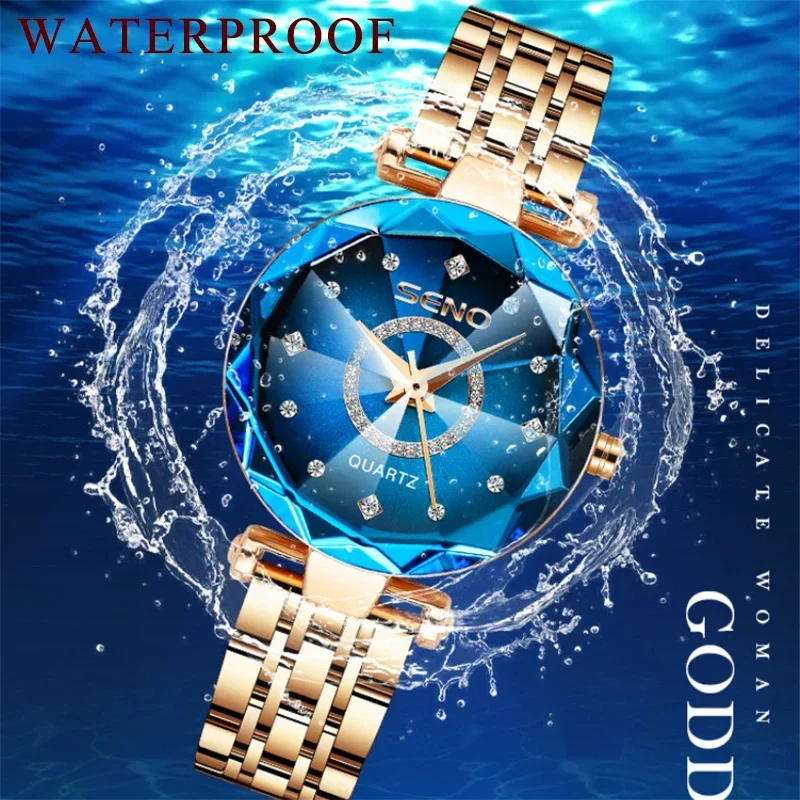 Nuevo Reloj Ocean Star con banda de acero para Mujer, Reloj de cuarzo de cristal a la moda para Mujer, Reloj femenino, Reloj para Mujer Zegarek Damski