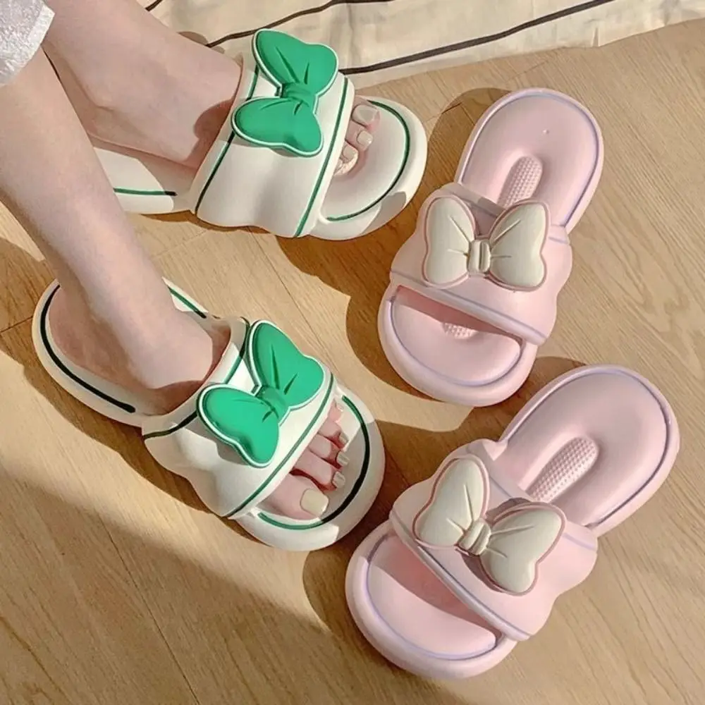 عارضة موجة Bowknot الشقق النعال المضادة للانزلاق لينة وحيد الشرائح الصنادل الحلو PVC شقة القاع النعال النساء