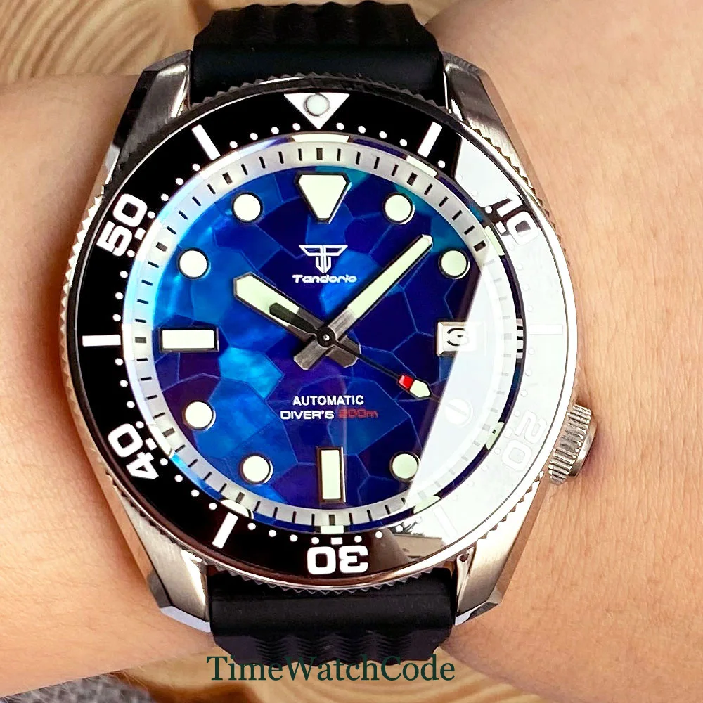 

Tandorio 20ATM Diver Automatic Watch For Men NH35A 42.5mm Date Sapphire Crystal Mother of Pearl 200m Water Resist Chapter Ring