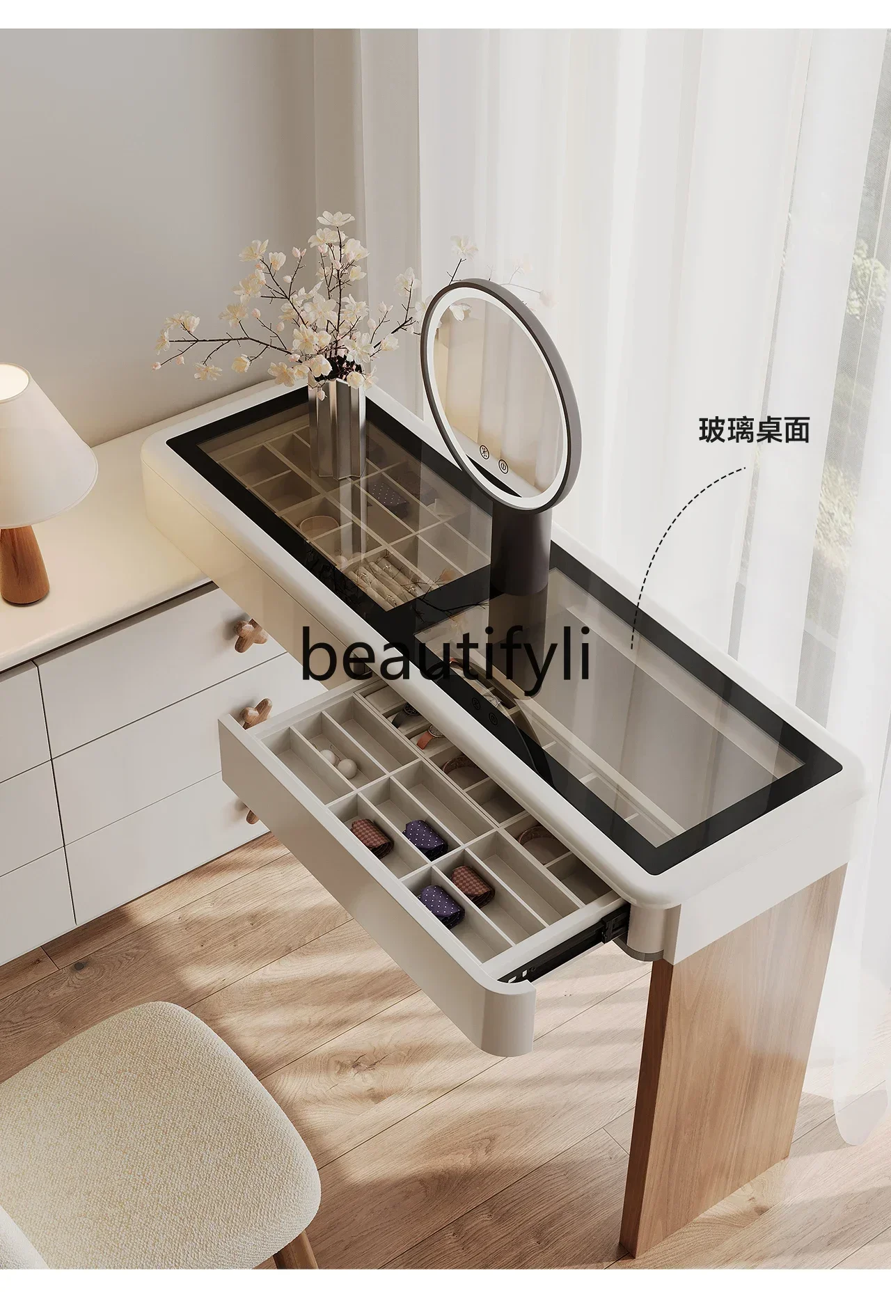 54Light luxury dresser, simple small apartment dresser, chest cabinet integrated retractable bedside lockerSSS