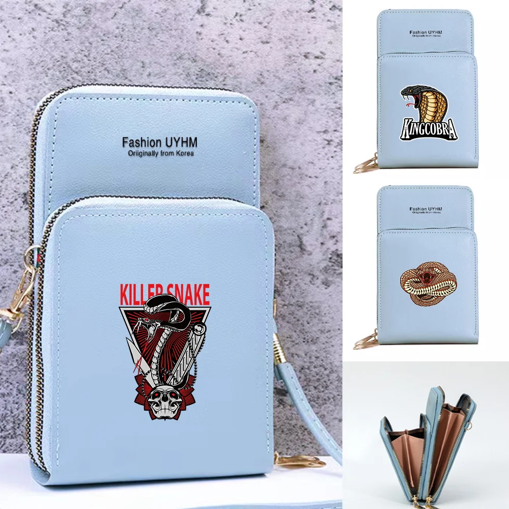 

Сумка для мобильного телефона с узором кобра, универсальный прозрачный чехол для телефона с сенсорным экраном, женский мини-кошелек для поездок на работу, кошелек для монет, сумка через плечо