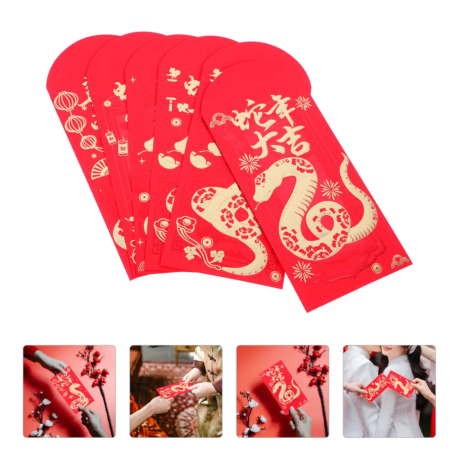 

30 шт. праздничных красных конвертов с золотой фольгой, конверты для денег на удачу в Год Змеи, украшения в китайском стиле для Нового года и Весны