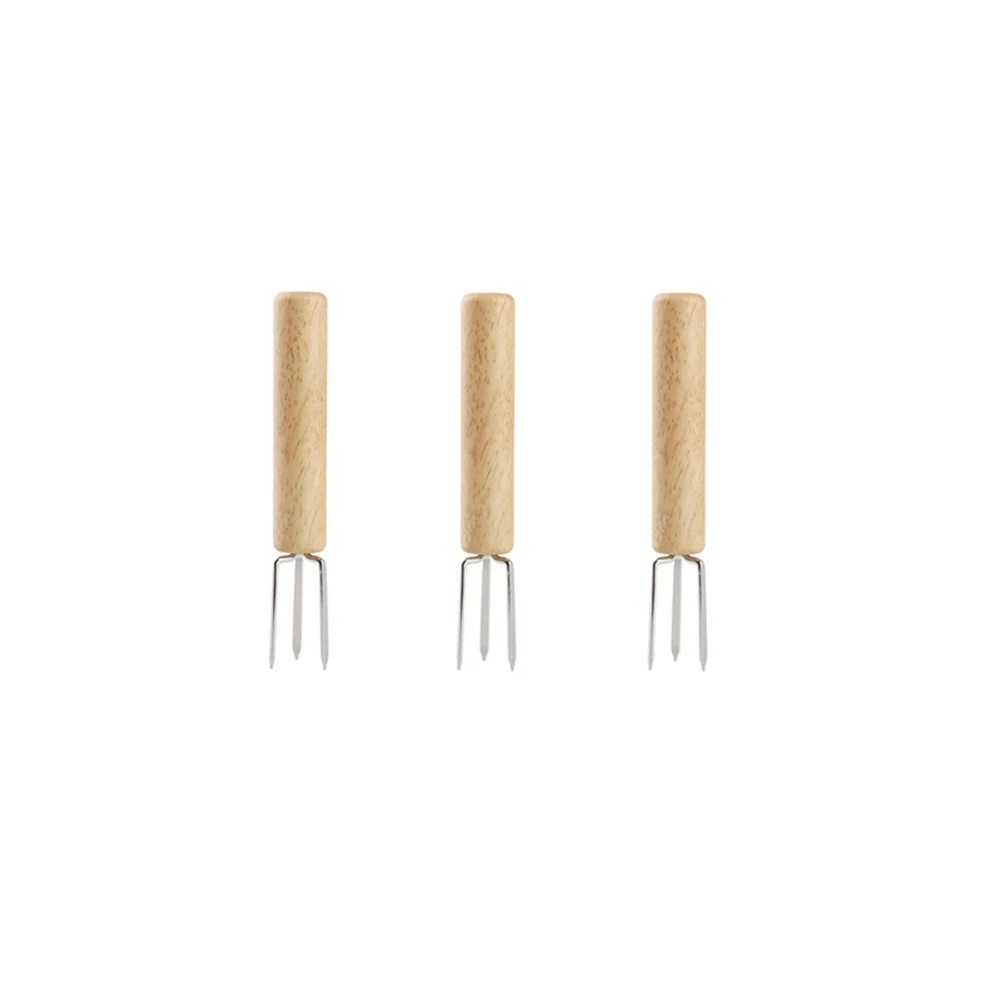

1/3/5/10pcs Wood Handle Corn On the Cob Skewer Tool Kitchen Gadgets BBQ Supplies Corn Holder Fruit Forks BBQ Prong Set