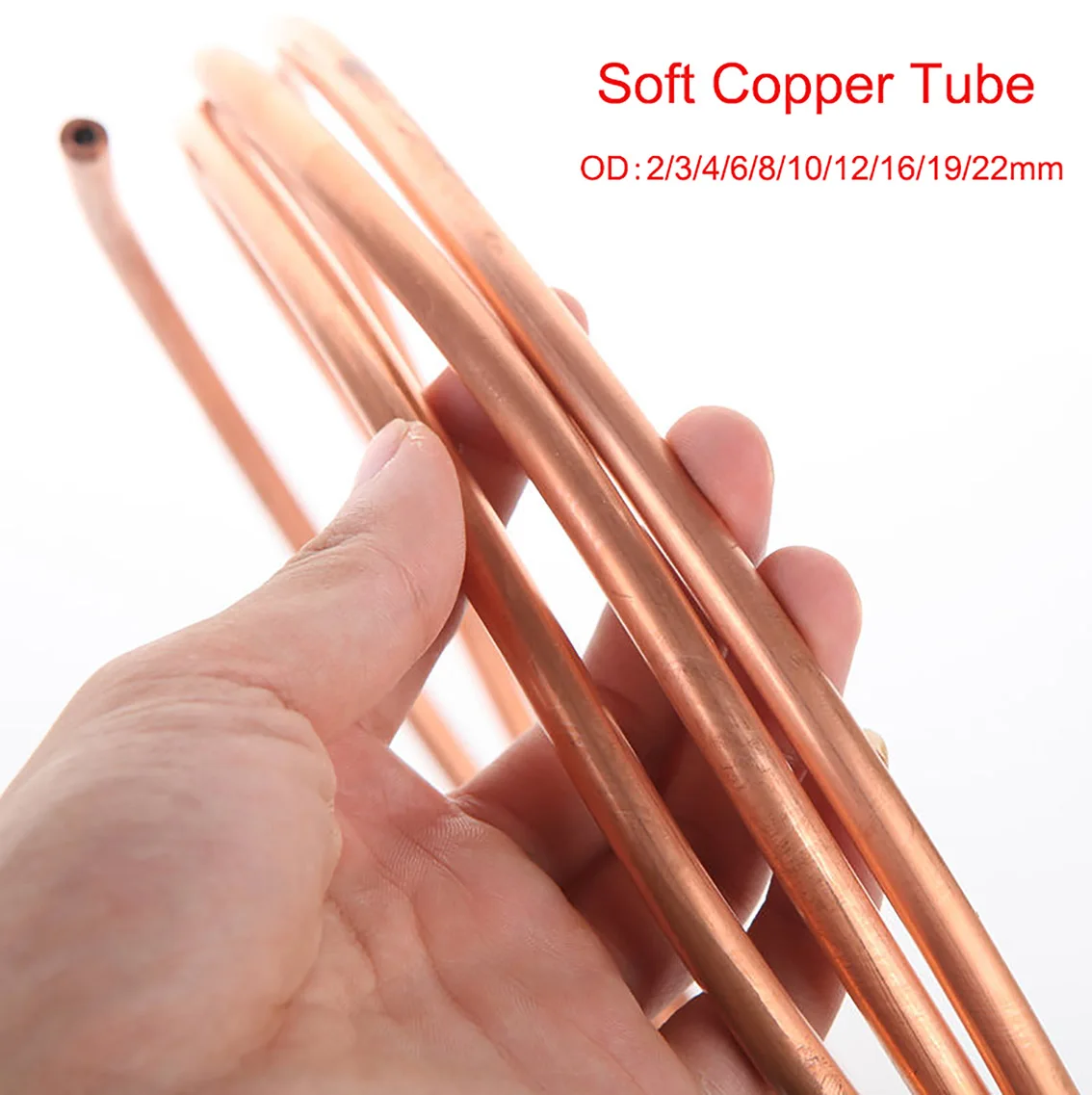 1/2/5M Soft Copper Tube 2/3/4/6/8/10/12/16/-22mm Copper Coil Air Conditioning Pipe Red Copper for Air Conditioning Preservative