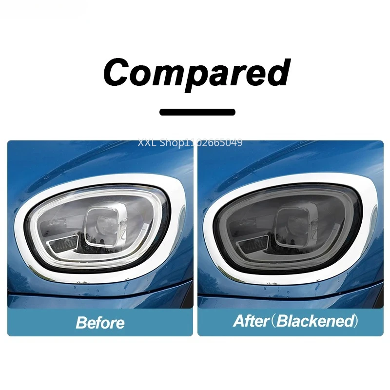 2pcs For MINI Countryman F60 JCW Cooper Car Headlight Tint Anti-Scratch Smoked Black Protective Film Self Healing TPU Stickers