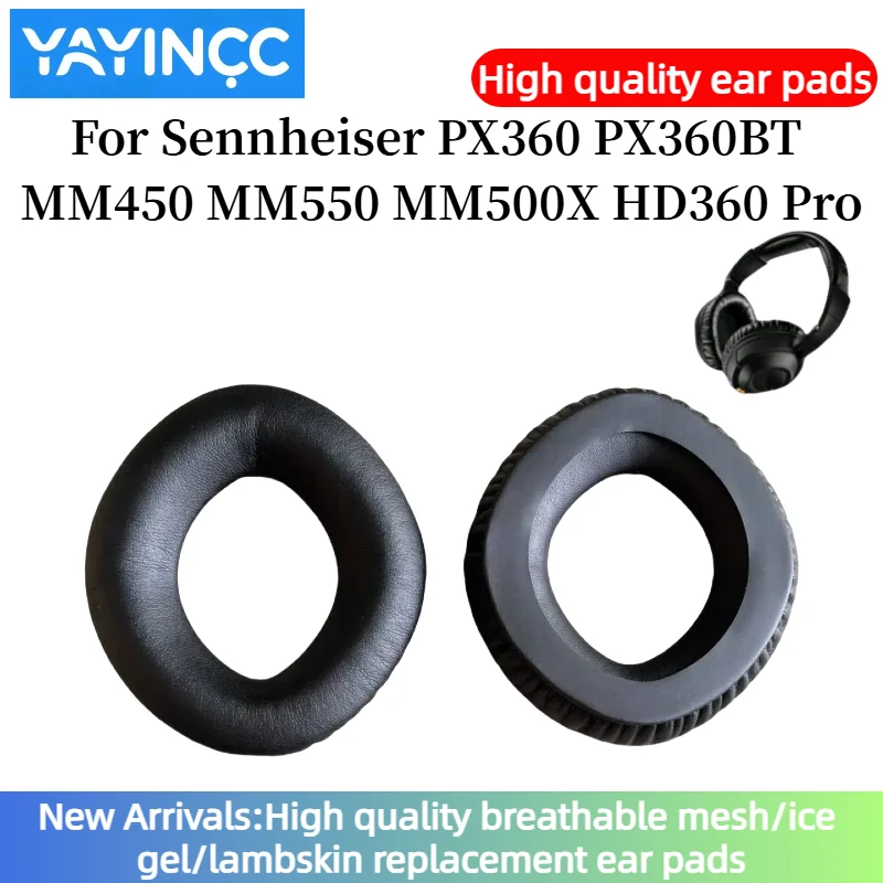 

YAYINCC Replacement Protein Leather Ear Pads Cushion Cover For Sennheiser PX360 PX360BT MM450 MM550 MM500X HD360 Pro Headset