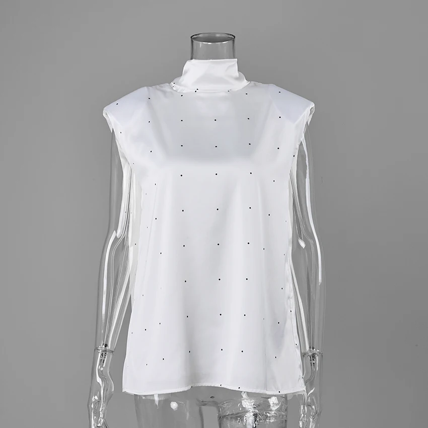 Women's Polka Dot Satin Scarf Tank Top - Backless Lace Up Vest