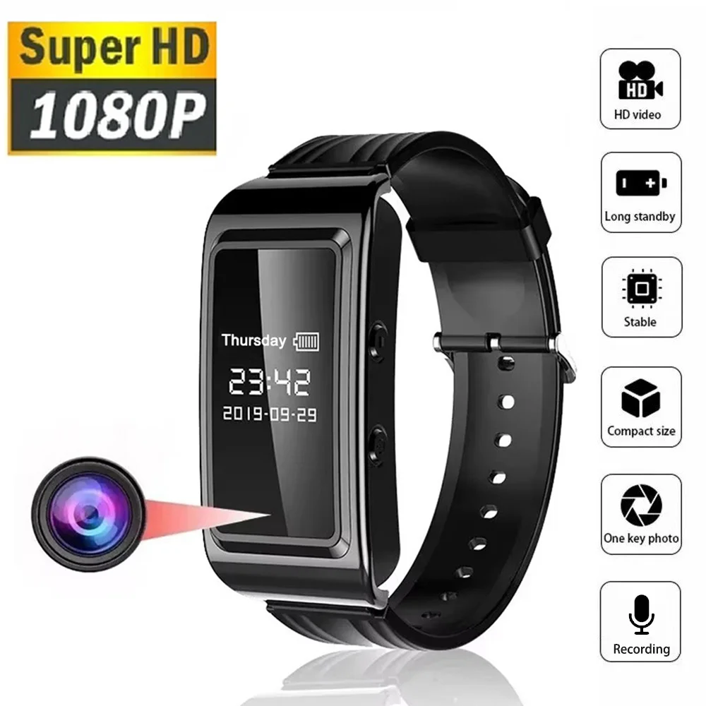 Minis HD 1080P Cameras Watch Professional Video Recorder Wearable Bracelet Small Body Cameras Sports DV DVR Wristband Camcorder