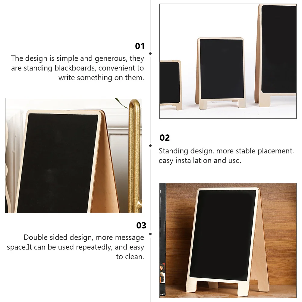 2pcs Small Chalkboard Signs Children Graffiti Writing Board Wooden Message Board For Home Office Kitchen Memo Blackboard
