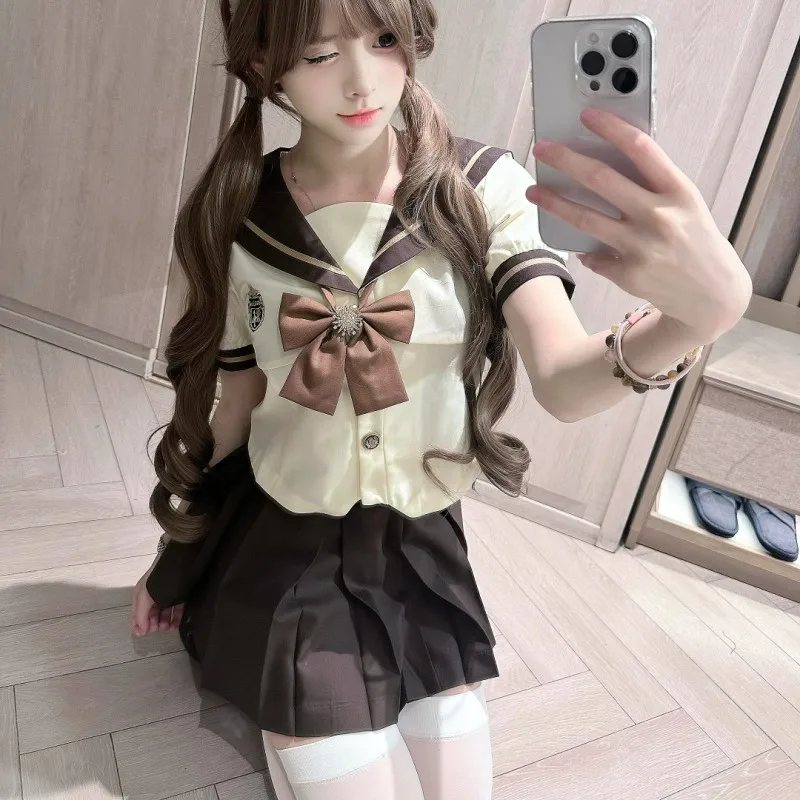 Uniforme scolastica da marinaio coreano Abito da marinaio universitario giapponese per feste Cos Sailor Fuku Uniformi Jk per ragazze a maniche corte