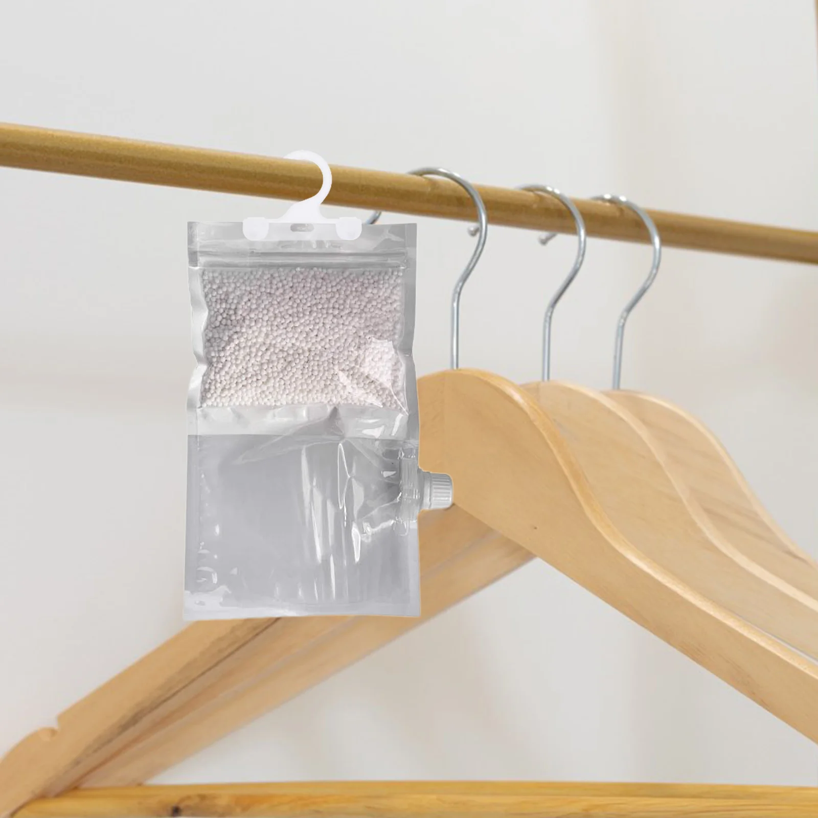 

100pcs Reusable Plastic Moisture Absorber Bags Small Hanging Mini Bathroom Closet Compact For Bags Reusable Hooks For