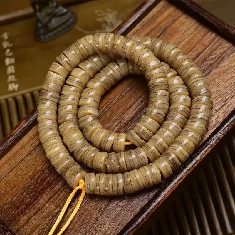 

Tibetan-style yak bone 108-bead Buddhist prayer beads, plain multi-loop bracelet