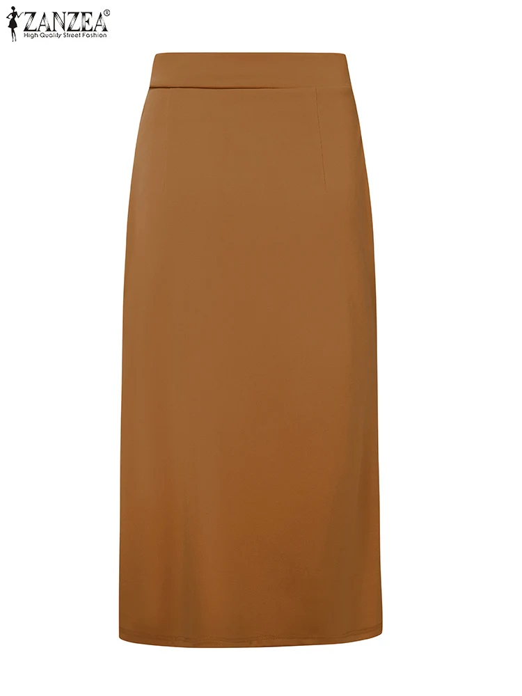 Jupes queue de poisson femmes solide longues jupes 2025 ZANZEA décontracté OL boutons de travail fête d'été élégant taille haute bas S-3XL