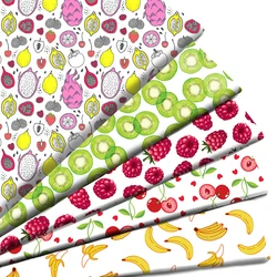 Fruits Cherry Kiwi Banana Printed Polyester Pure Cotton Material Patchwork Tissue Sewing Quilting Fabrics Needlework DIY Cloth