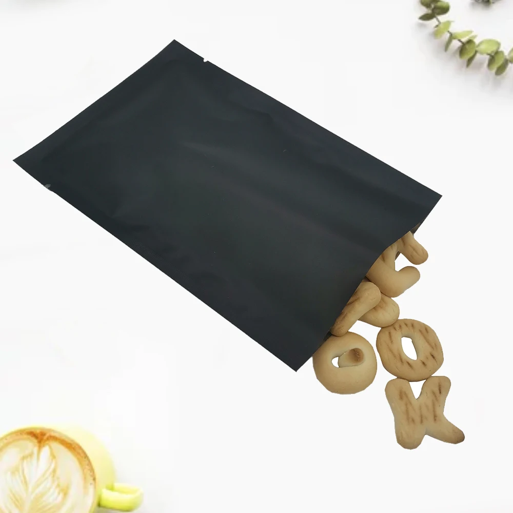 100Pcs Various Size Matte Black Small Packaging Pouch Open Top Heat Seal Sweet Candy Food Aluminum Foil Vacuum Mylar Bag