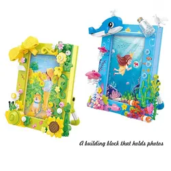 Cute Friendly Photo Frame Craft Fun Building Blocks Photo Frame Making Kit Desktop and Wall Decor Decorative Art Birthday Gift