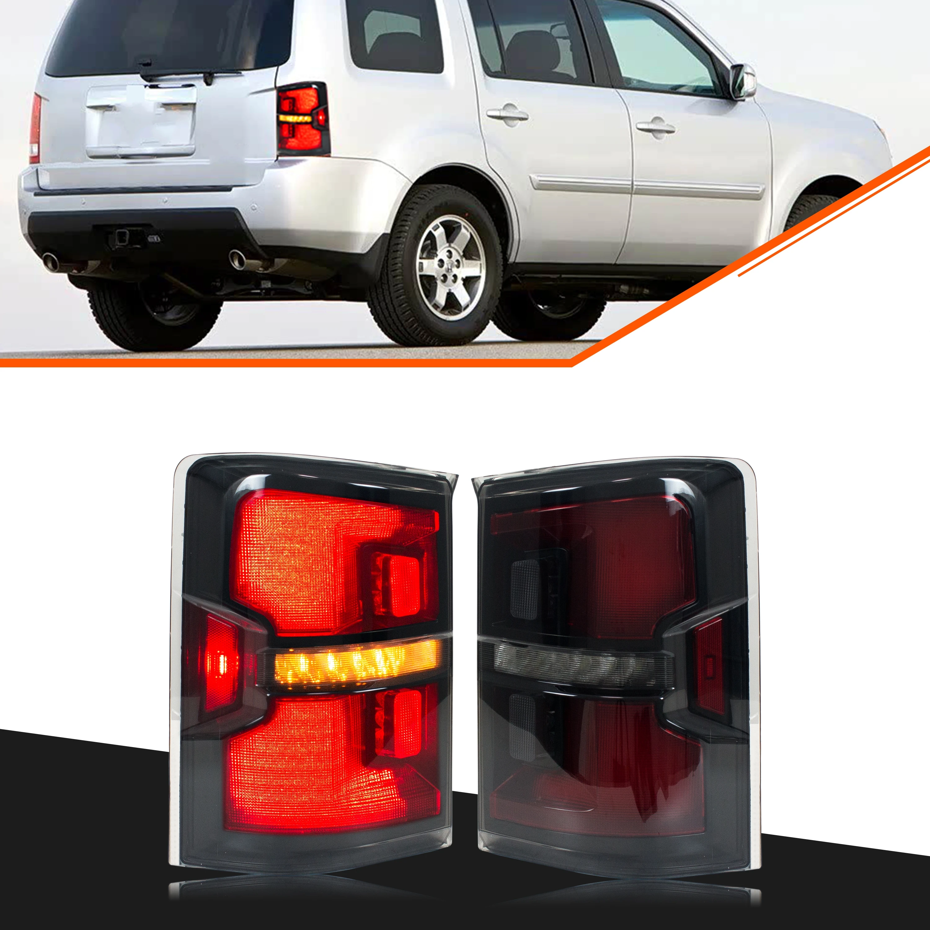 أضواء خلفية LED لهوندا بايلوت 2009-2015 EX LX Touring SE بدء التشغيل الرسوم المتحركة متتابعة بدوره إشارة مجموعة المصابيح الخلفية السوداء