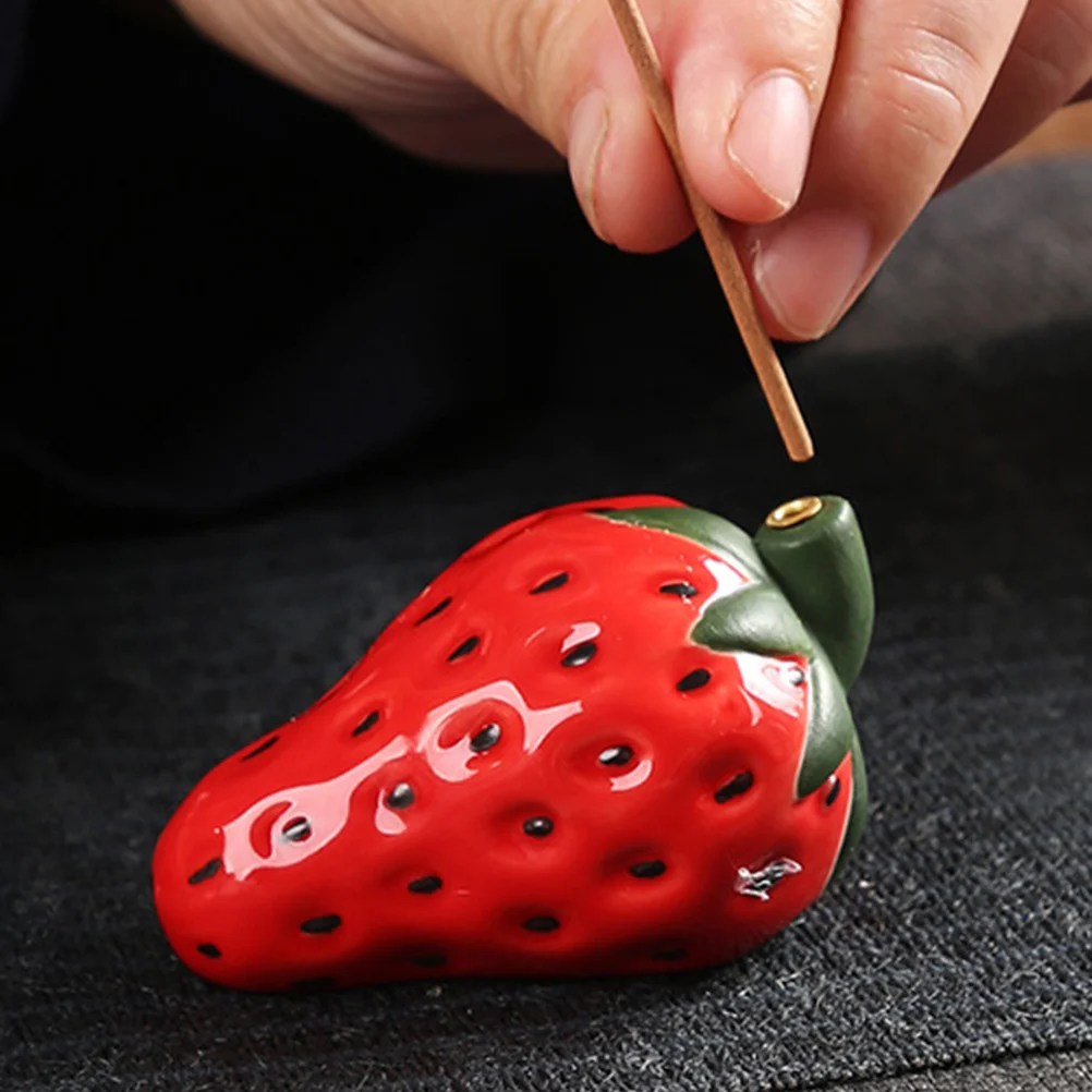 

Strawberry Ceramic Incense Stick Holder Adorable Desktop Incense Burner Aromatherapy Ornament Table Decor Chic Censer Holder