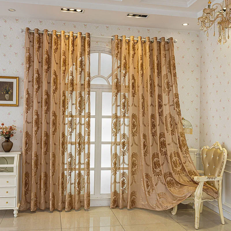 Retro Jacquard Embossed Sheer Curtains Solid Semi-Transparent Voile Window Screen for Bedroom Soft Balcony Living Room Curtain