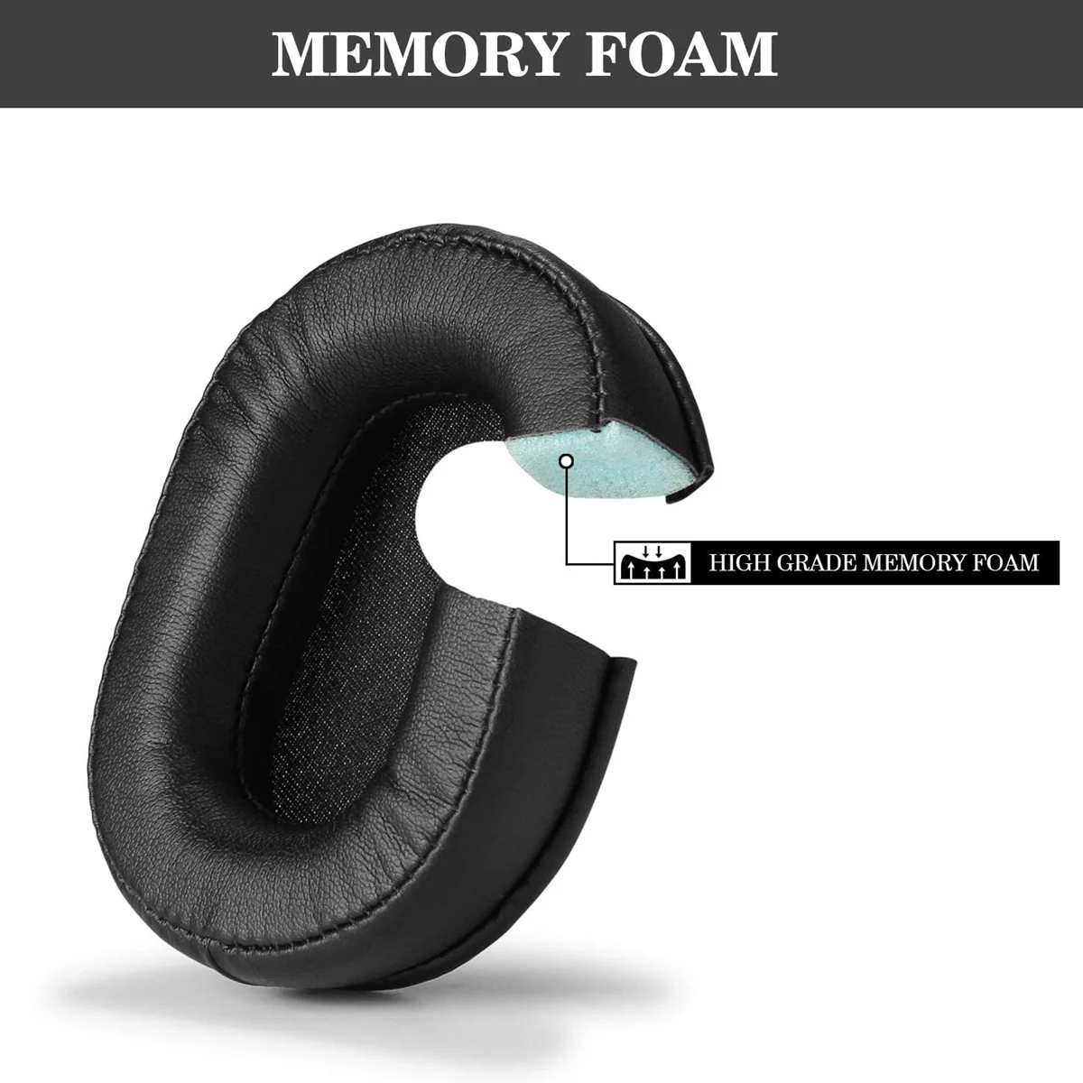 Ear Cushions Memory Foam Earpads Cover Replacement Ear Pads for ATH M50X Fits Audio Technica M40X M30X M20 Black