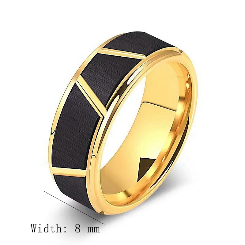 European and American Fashion Titanium Steel with High-end Feel Two Tone Ring Handsome Men Daily Dressing