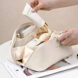 Large Capacity Travel Cosmetic Bag Portable Leather Cosmetic Bag Women Bathroom Wash Bag Multifunctional Toiletry Kit