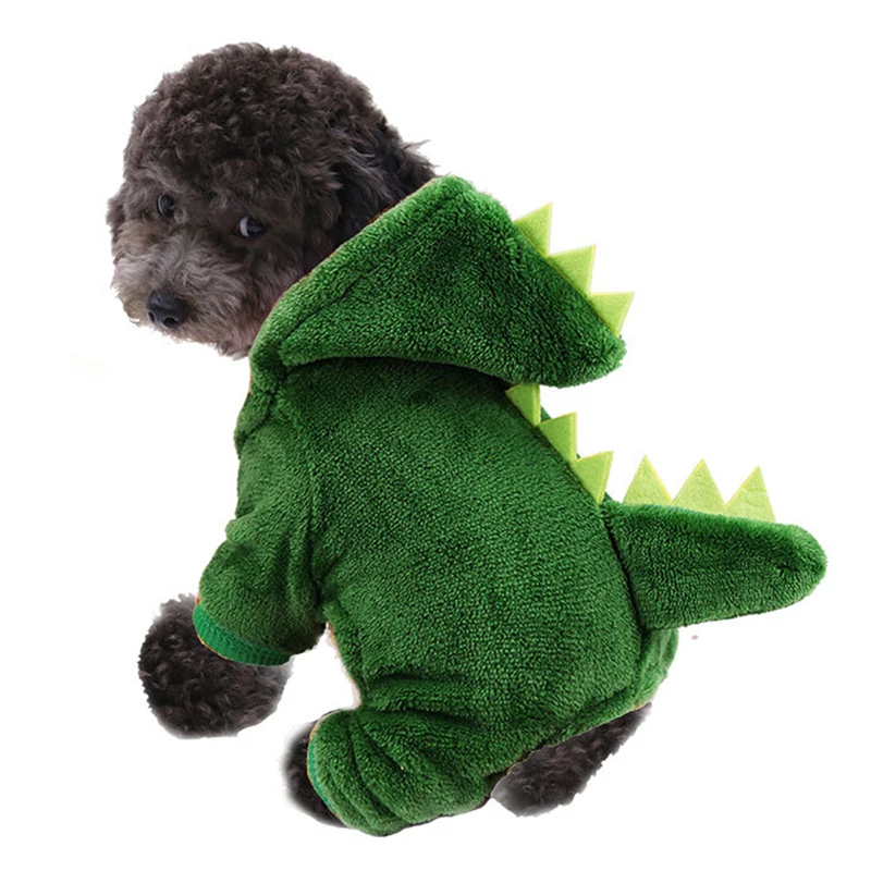 Pet Cat Dog Halloween Dog Clothes for Small Dogs Funny Dinosaur Cosplay Costume Winter Warm Cat Coat Fleece Hoodies Sweater