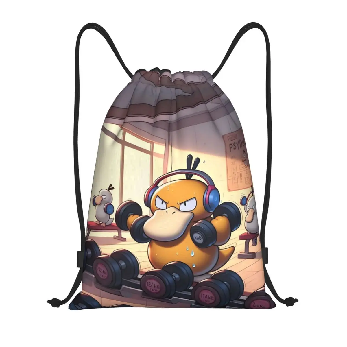 

Custom P-Psyducks Drawstring Backpack Sports Gym Bag for Men Women Animated Film Training Sackpack